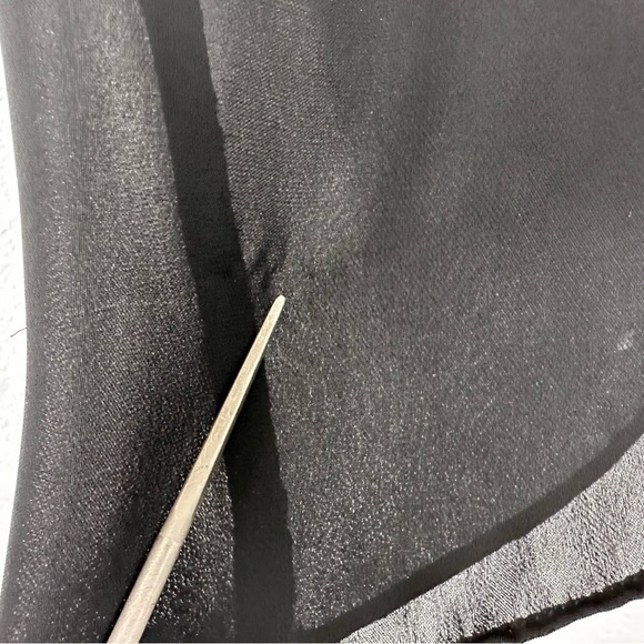 Parker Womens Ruffle Keyhole Neck Sleeveless Top Size Small Black Semi Sheer - Picture 7 of 9